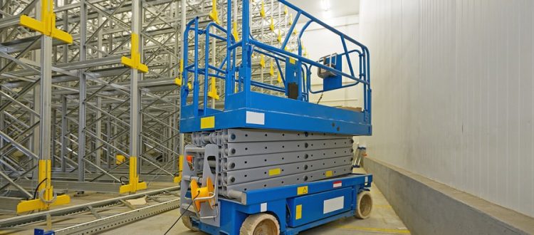 electric scissor lift stowed
