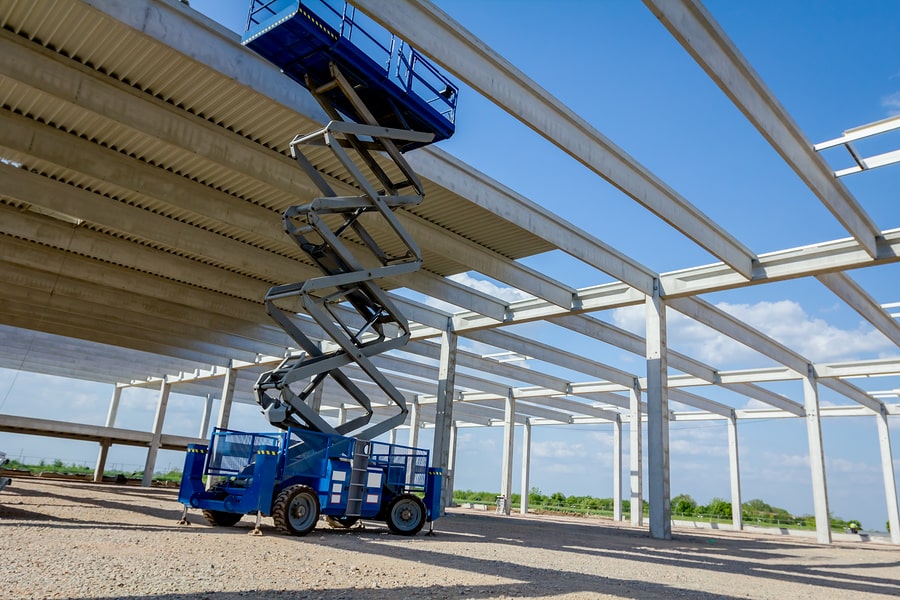 scissor-lift-at-construction-site scissor lift at construction site